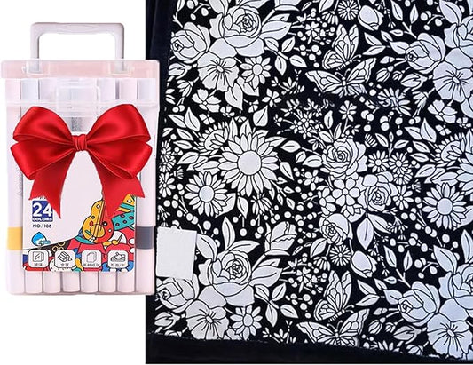 Cozy Sketch Coloring Blanket for Kids & Families